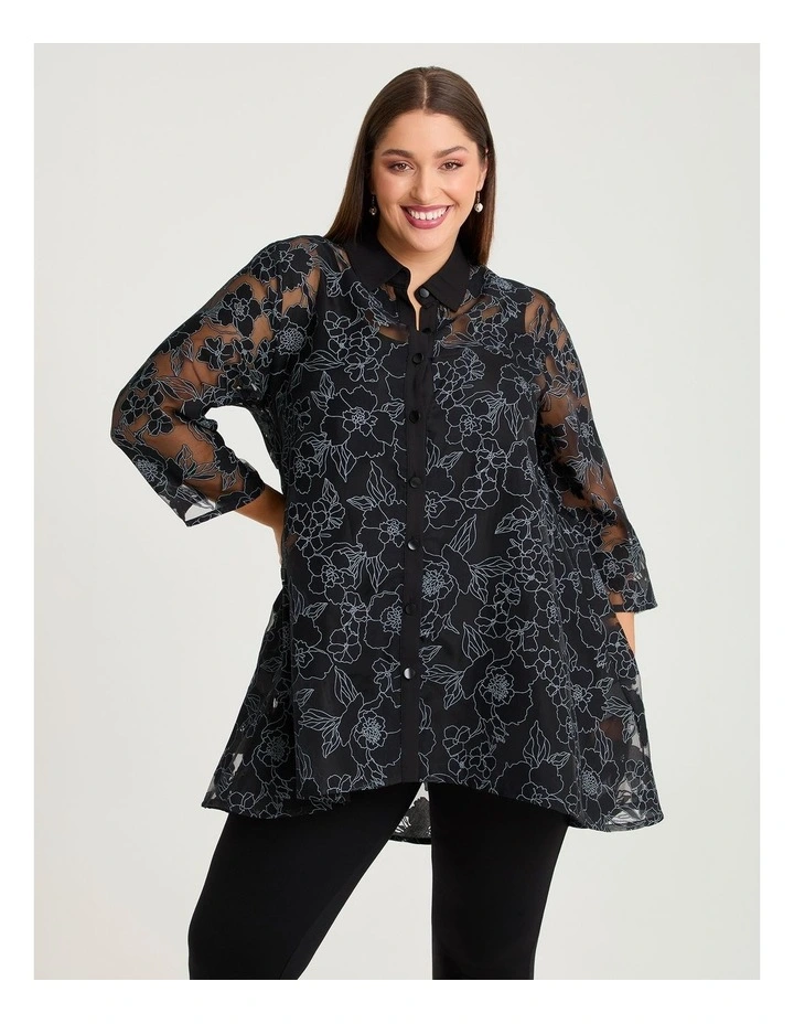Keira Long Hilo Evening Shirt Black/silver image 1