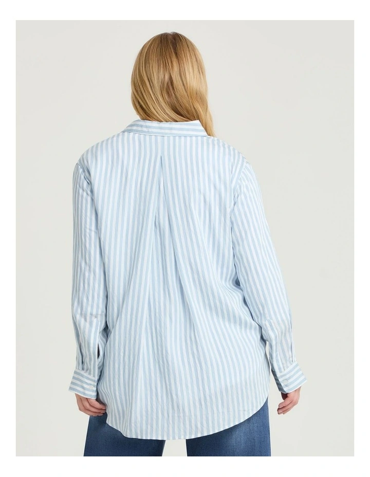 Casual Relaxed Stripe Shirt in Sky Blue/white image 2