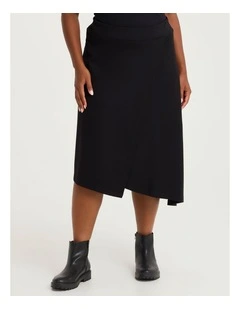Wrap Bamboo Ponte Boot Skirt in Black