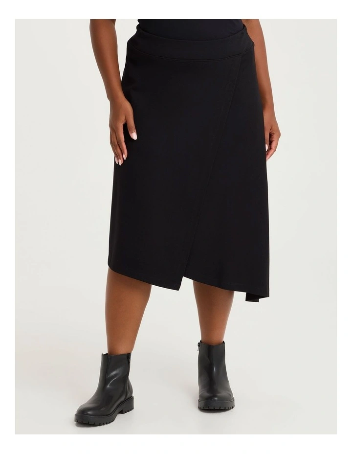 Wrap Bamboo Ponte Boot Skirt in Black image 1