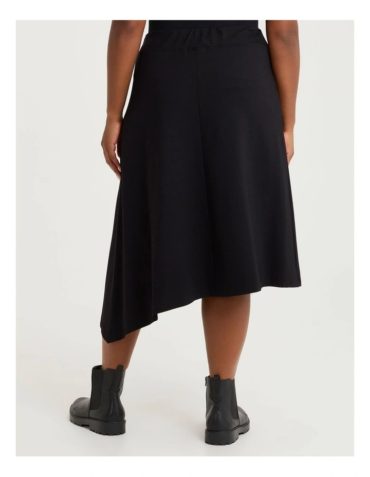 Wrap Bamboo Ponte Boot Skirt in Black image 2