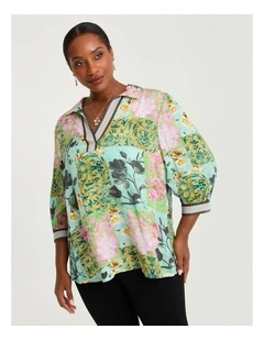 Natural Ivy And Rose Top Print