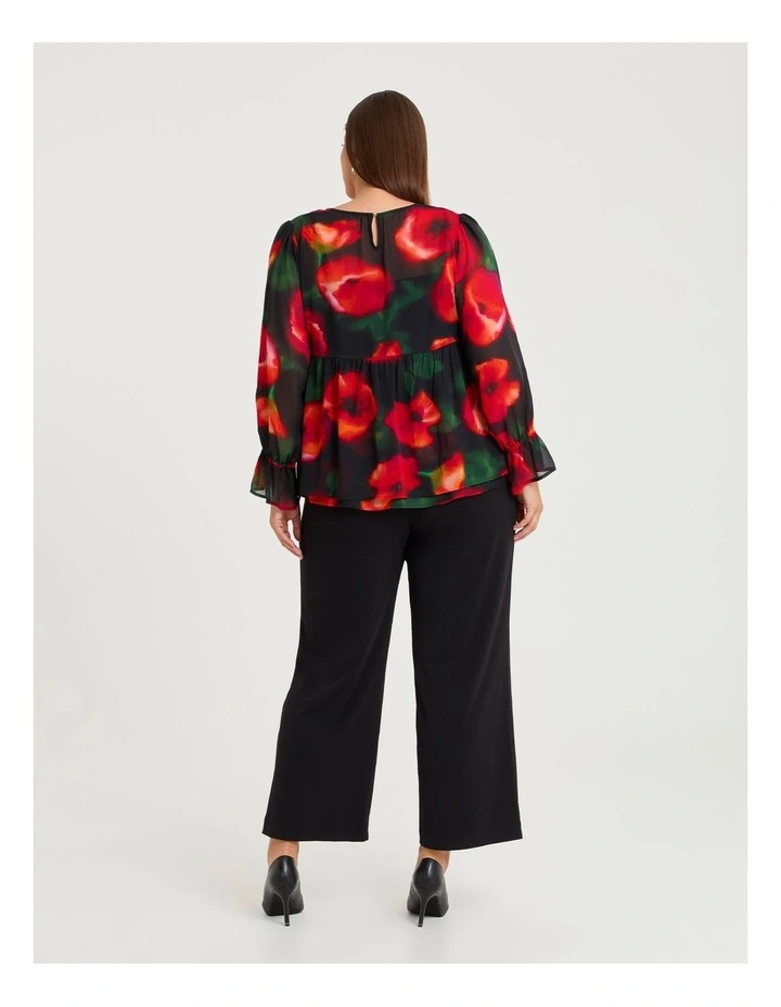 Red Rose Chiffon Top Floral image 2