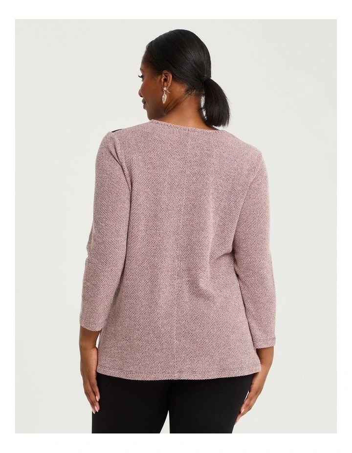 Rose Textured Spliced Top Cameo Pink/black image 2