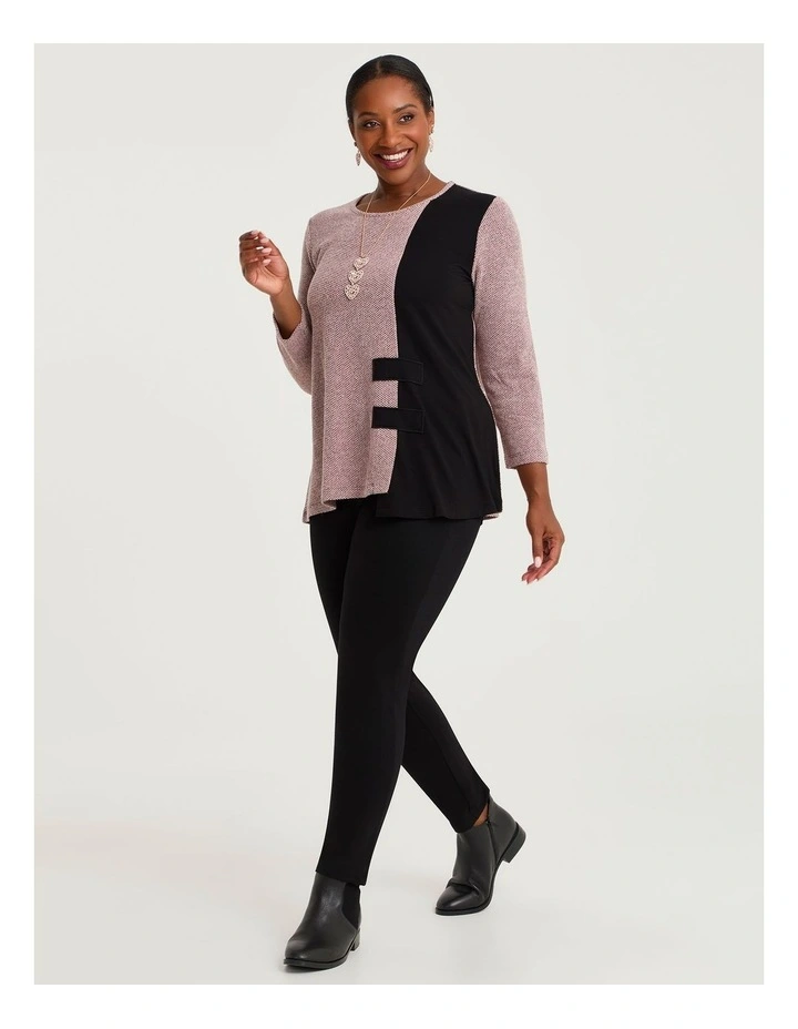 Rose Textured Spliced Top Cameo Pink/black image 3