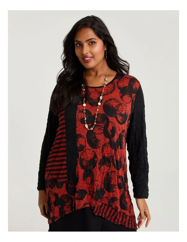 Spliced Snug Top in Sunset Orange/Black image 1