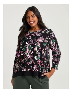 Natural Paisley Spliced Top Print