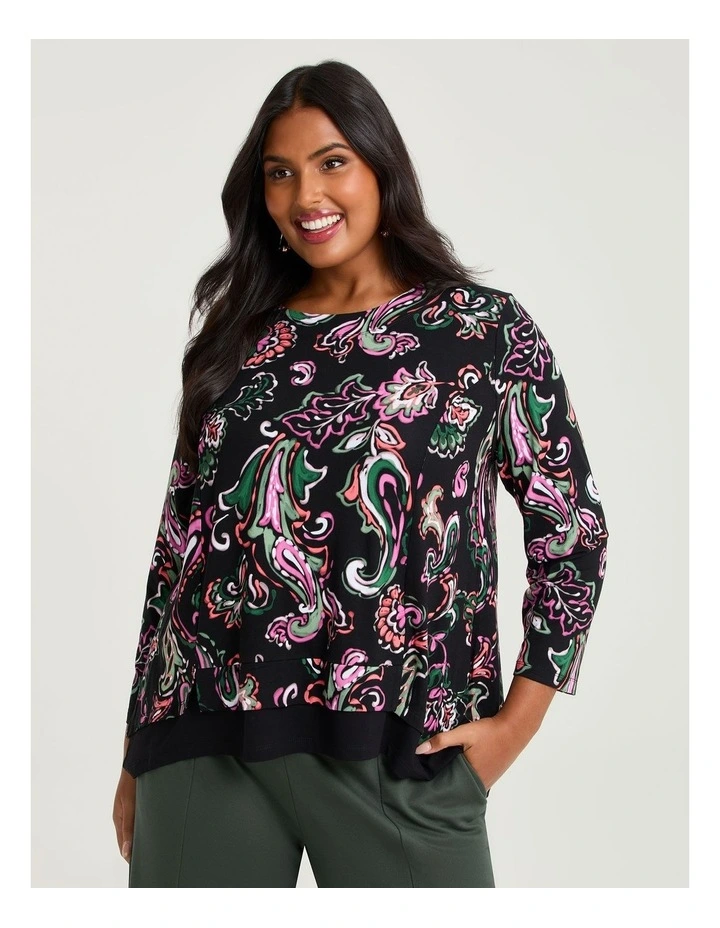 Natural Paisley Spliced Top Print image 1