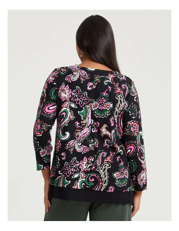 Natural Paisley Spliced Top Print image 2