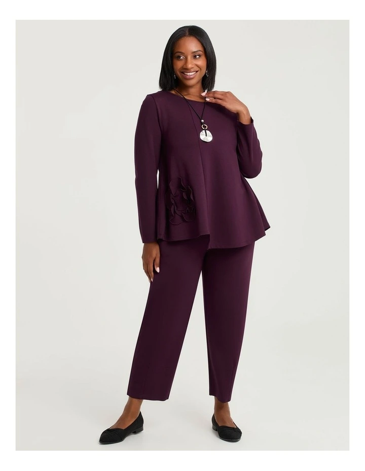 Applique Bamboo Ponte Top in Burgundy image 4