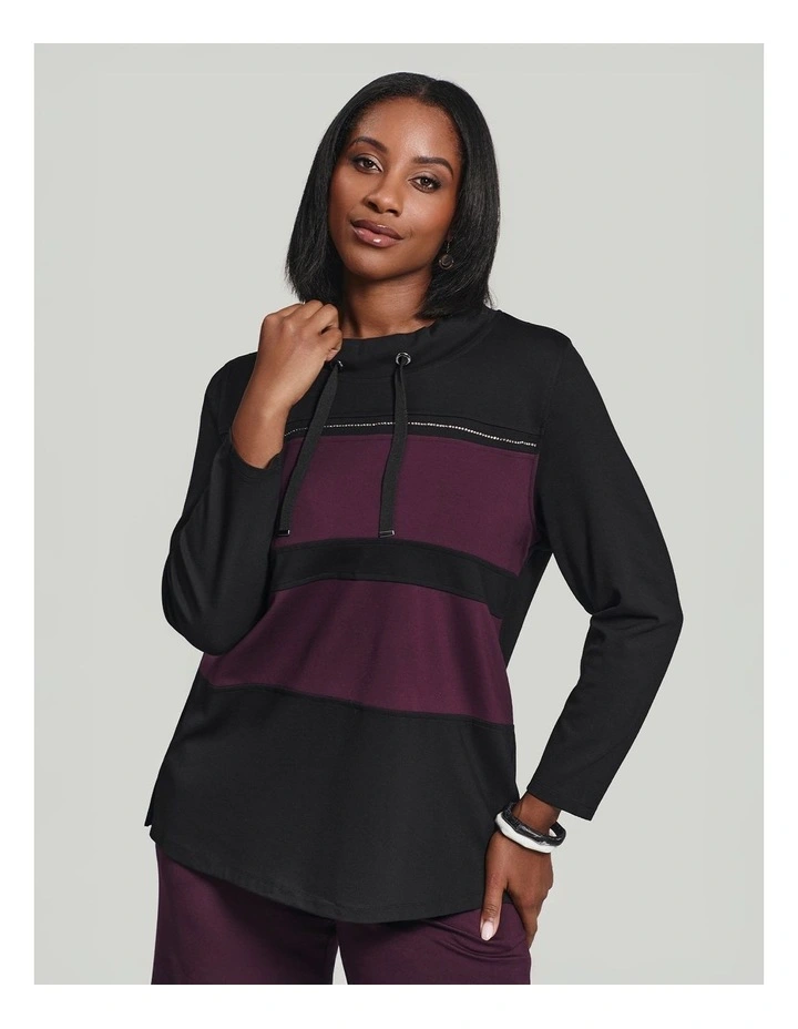 Mod Bamboo Ponte Top in Black/Burgundy image 3