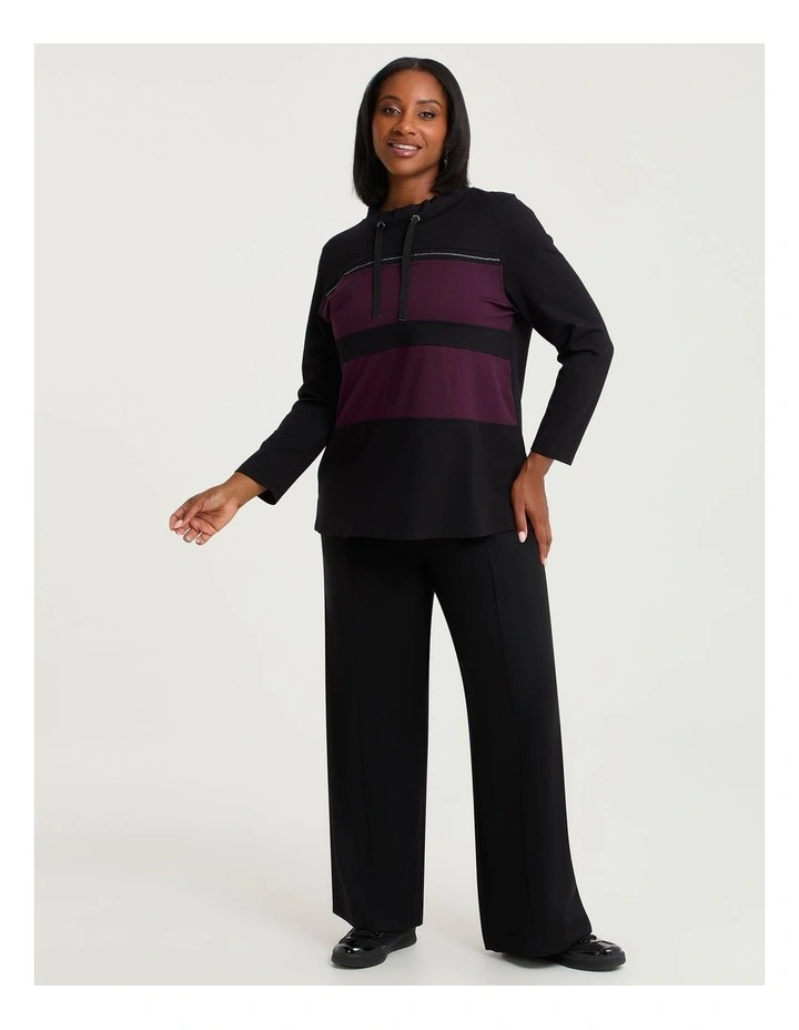 Mod Bamboo Ponte Top in Black/Burgundy image 4