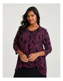 Seam Detail Drawstring Top Black/hot Pink