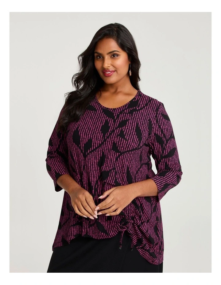 Seam Detail Drawstring Top Black/hot Pink image 1