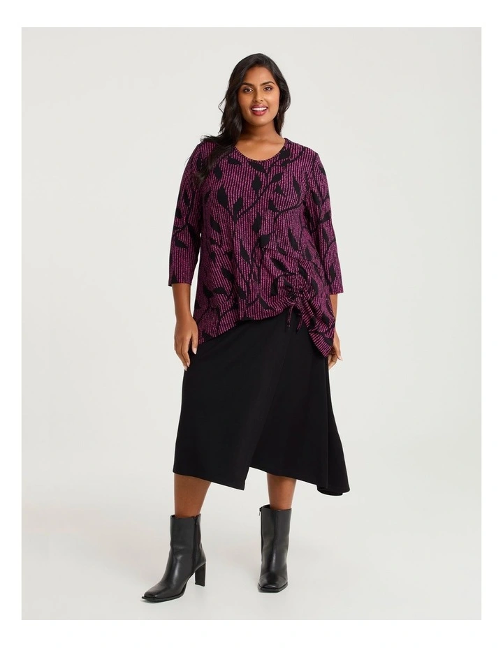 Seam Detail Drawstring Top Black/hot Pink image 3