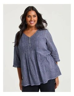 Cotton Paisley Pintuck Top Print