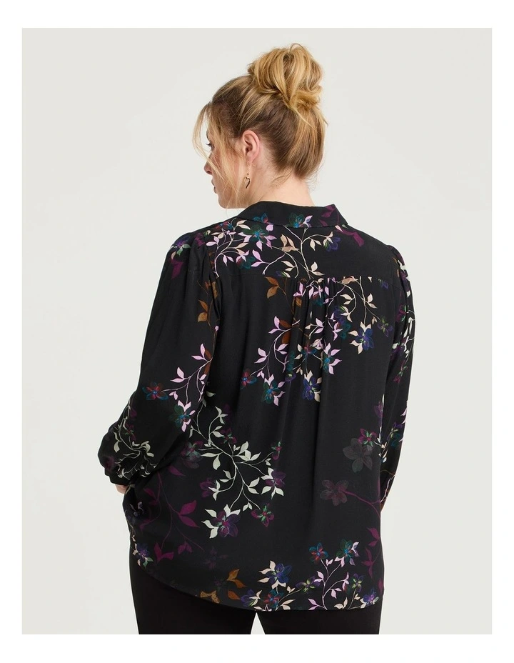 Collared Pintuck Floral Top Print image 2