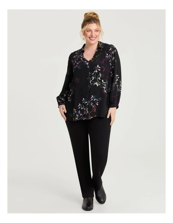 Collared Pintuck Floral Top Print image 3
