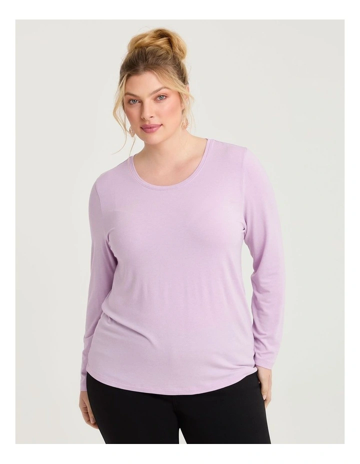Australian Wool Blend Crew Neck Top Pink Lavender image 1