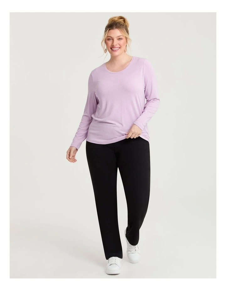 Australian Wool Blend Crew Neck Top Pink Lavender image 3