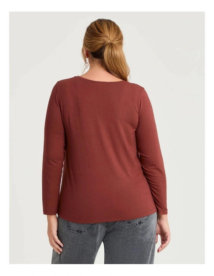Australian Wool Blend Crew Neck Top Rust image 2