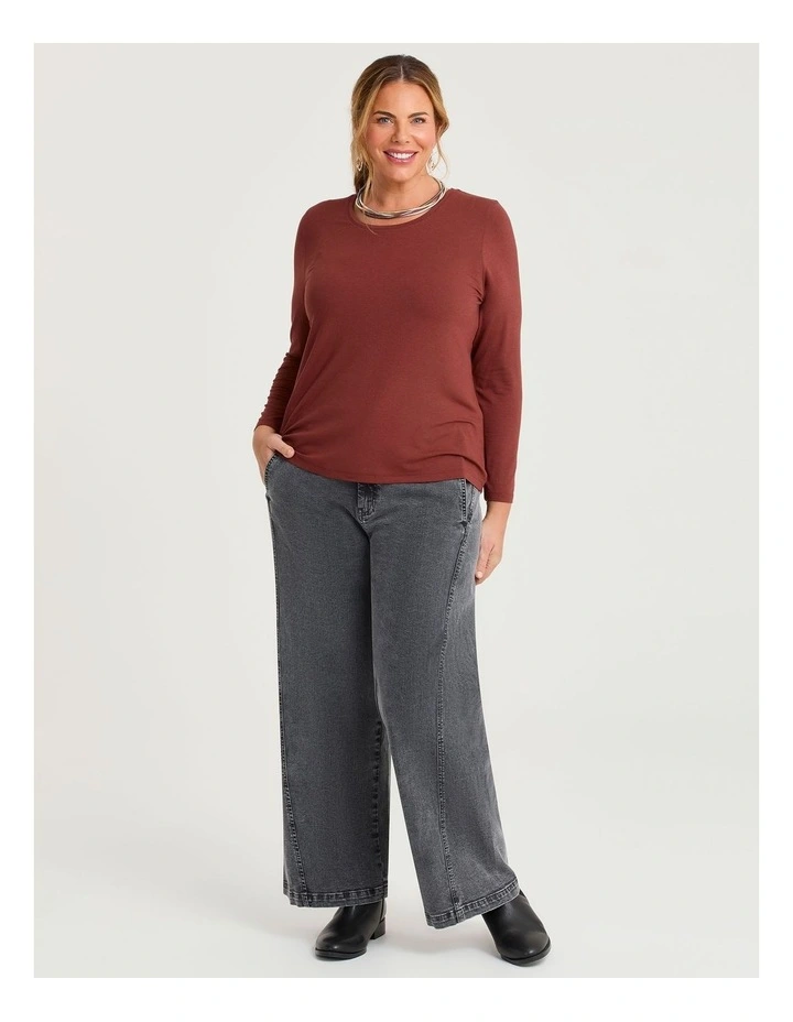Australian Wool Blend Crew Neck Top Rust image 3