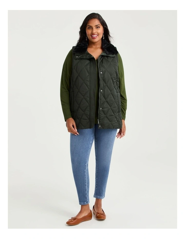 Australian Wool Blend V-Neck Top in Clover Green image 4
