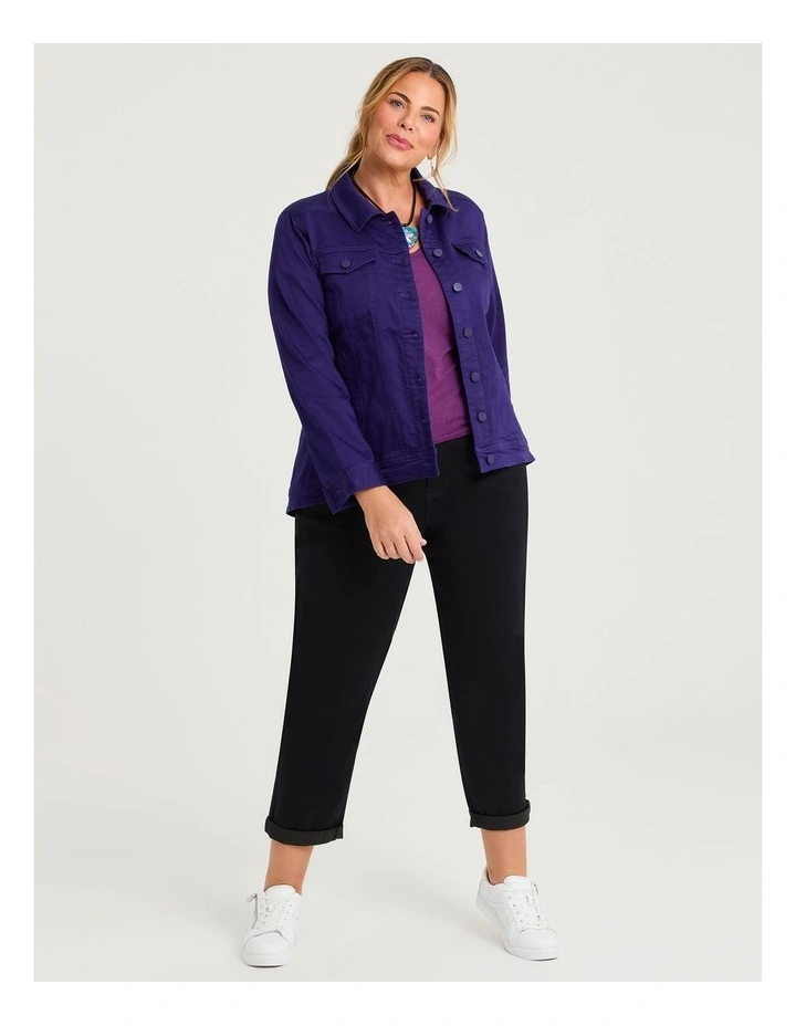 Australian Wool Blend V-neck Top in Grape image 4
