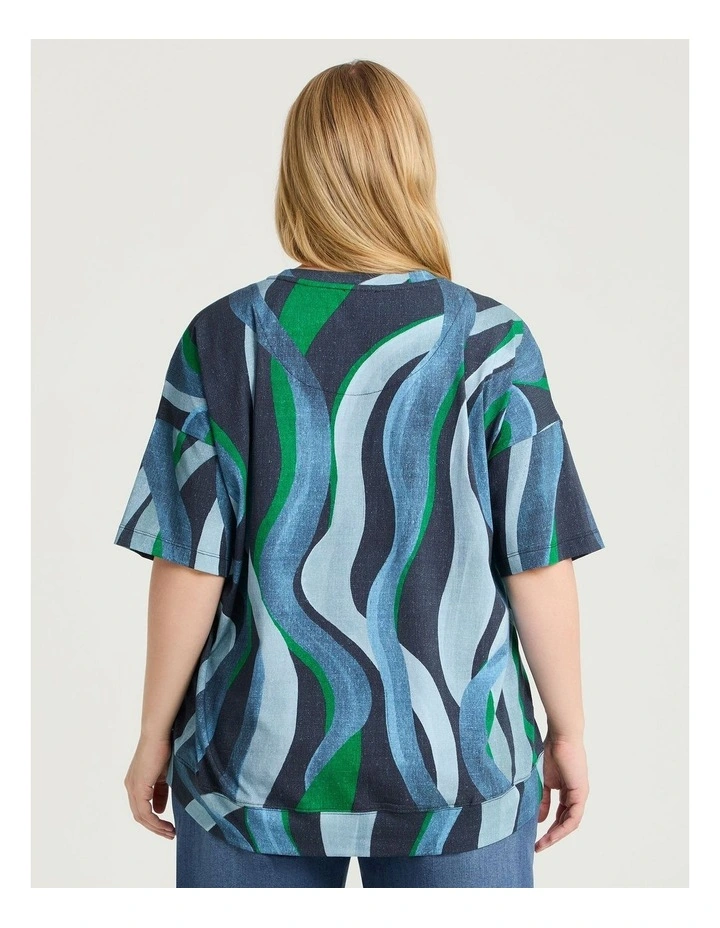 Cotton Wavy Lines T-shirt in Print image 2