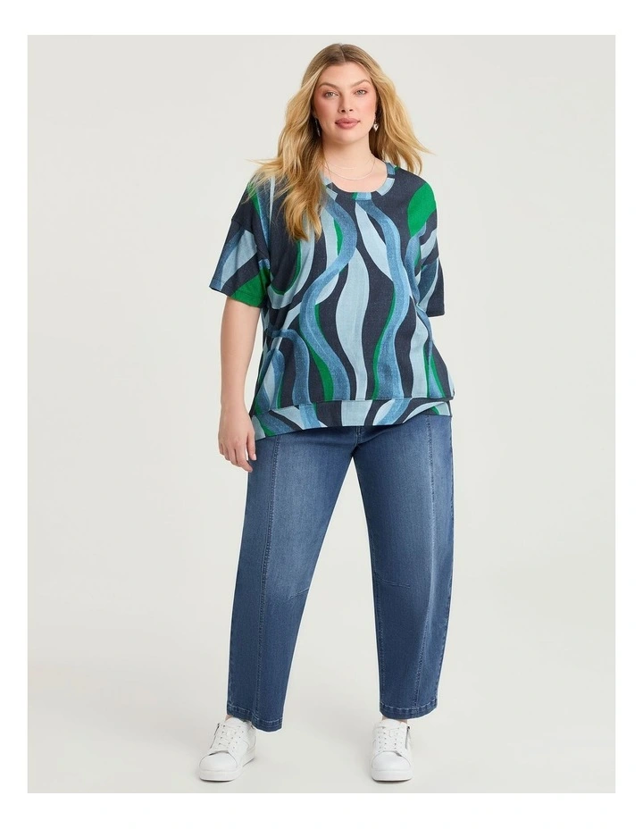 Cotton Wavy Lines T-shirt in Print image 3