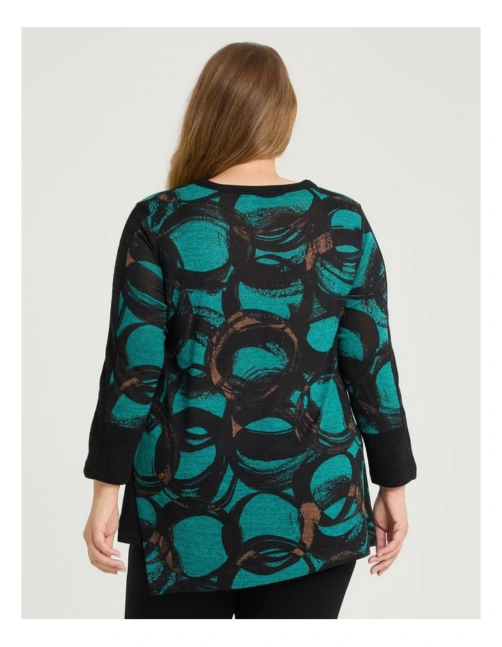 Angled Spliced Snug Tunic Peacock Print image 2