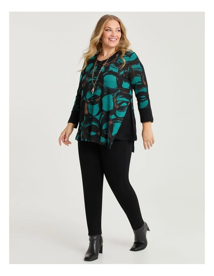Angled Spliced Snug Tunic Peacock Print image 3