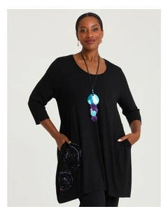 Spliced Burnout Tulip Tunic Black