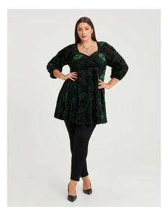 Empire Velvet Cocktail Tunic Black/green