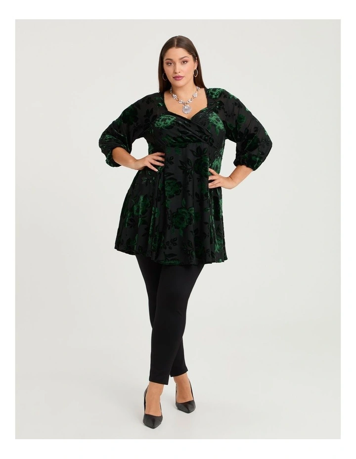 Empire Velvet Cocktail Tunic Black/green image 1