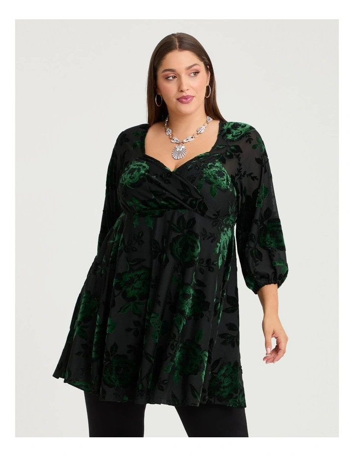 Empire Velvet Cocktail Tunic Black/green image 3