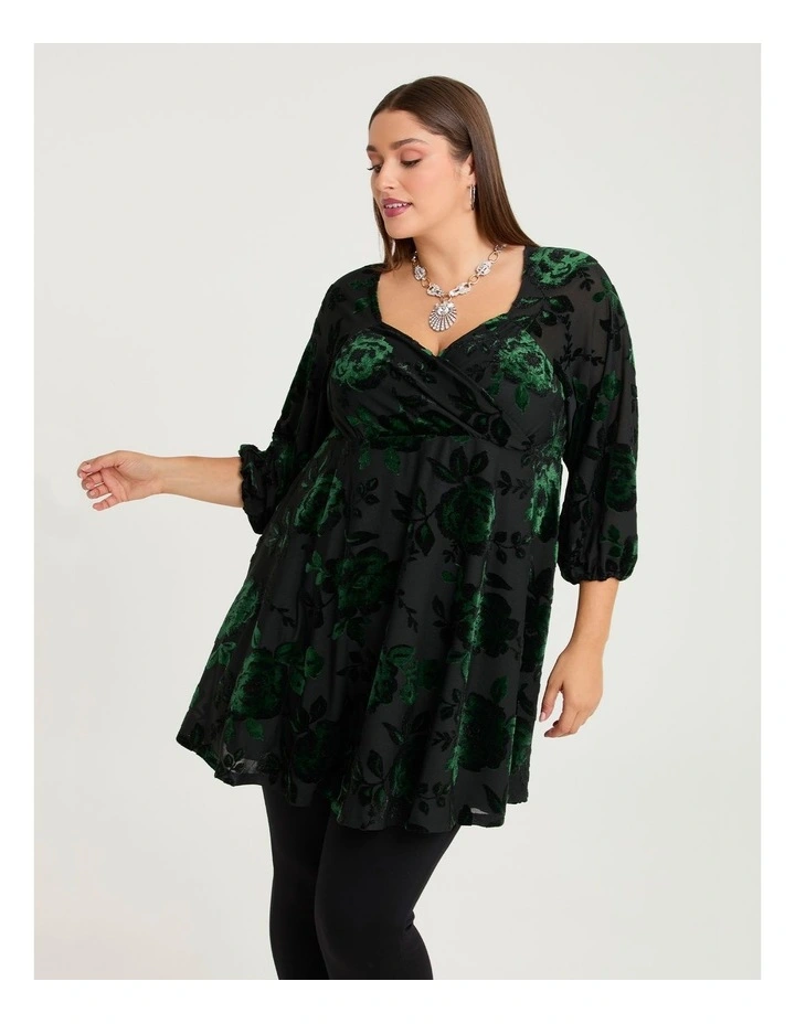 Empire Velvet Cocktail Tunic Black/green image 4