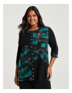 Swirl Spliced Snug Tunic Peacock/black