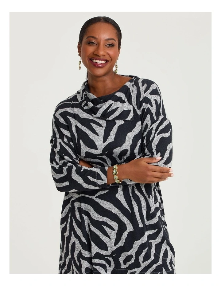 Bamboo Cosy Drape Neck Tunic in Print image 3
