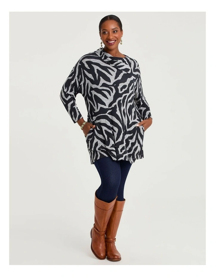 Bamboo Cosy Drape Neck Tunic in Print image 4