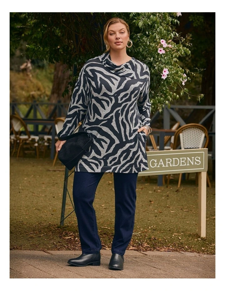 Bamboo Cosy Drape Neck Tunic in Print image 5