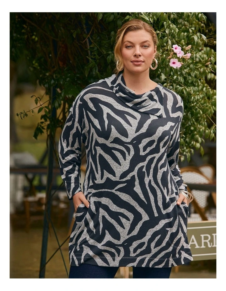 Bamboo Cosy Drape Neck Tunic in Print image 6