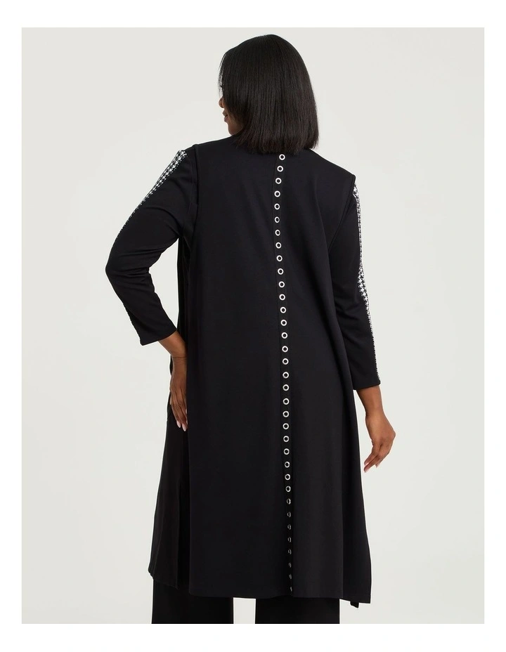 Eyelet Long Bamboo Ponte Vest in Black image 2