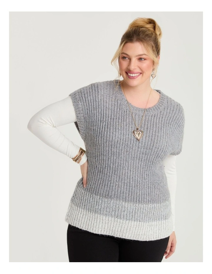 Ombre Stripe Sequin Vest Grey Mix image 1