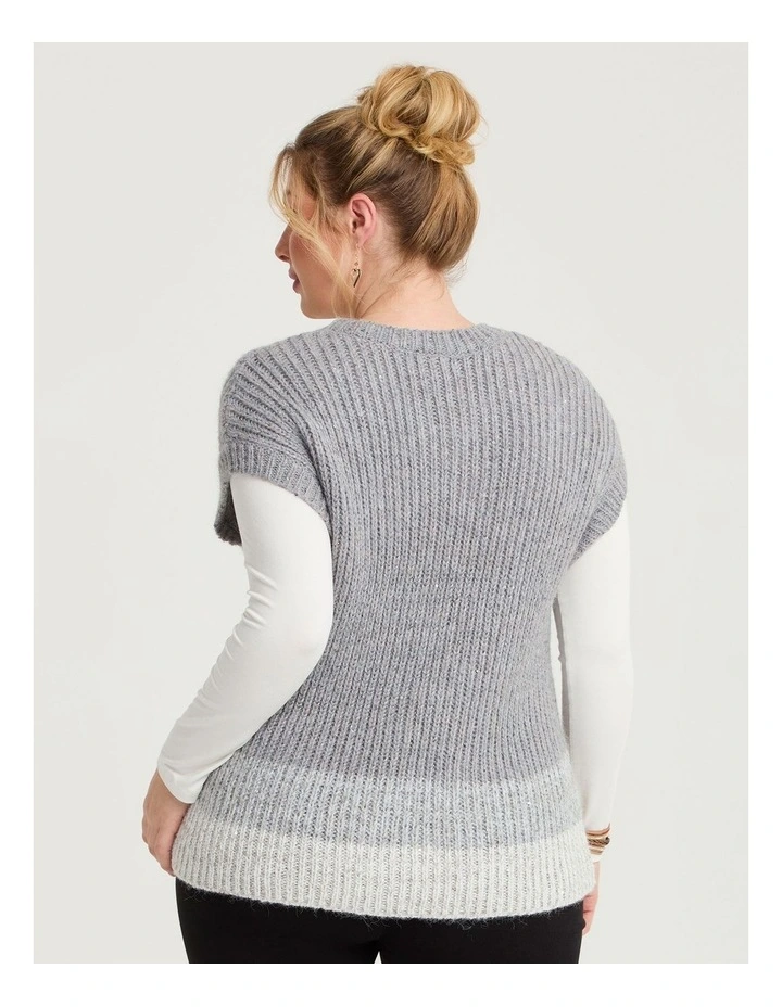 Ombre Stripe Sequin Vest Grey Mix image 2