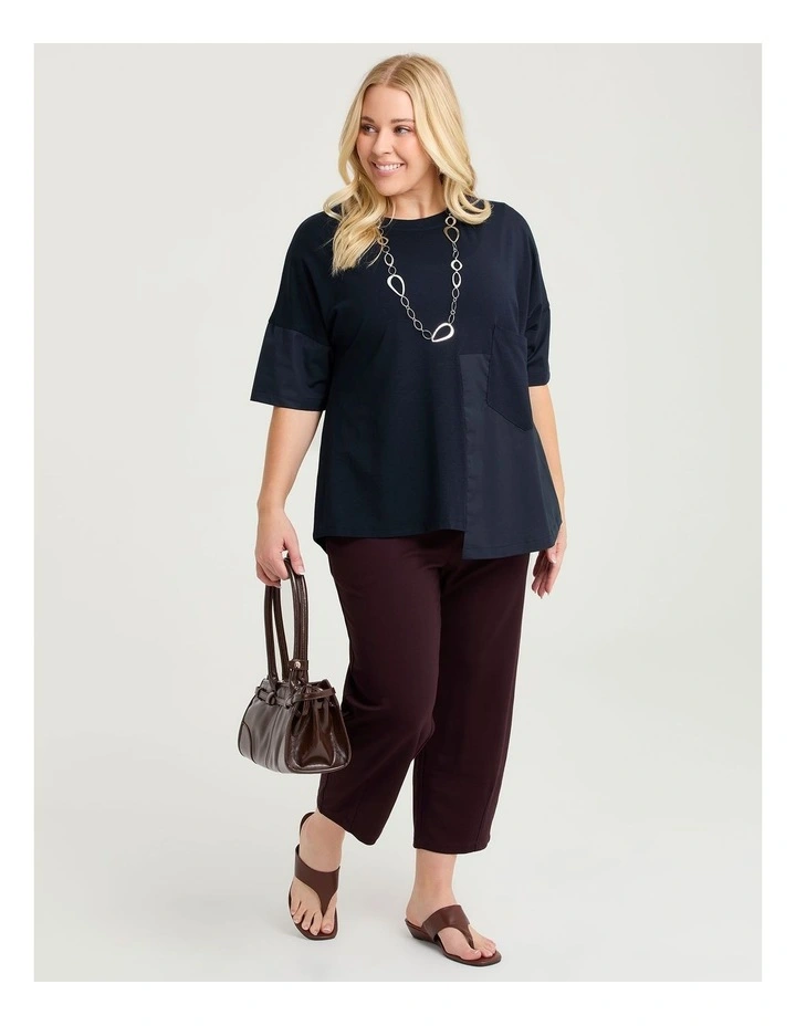 Petite Lantern Bamboo Ponte Pant in Burgundy image 1