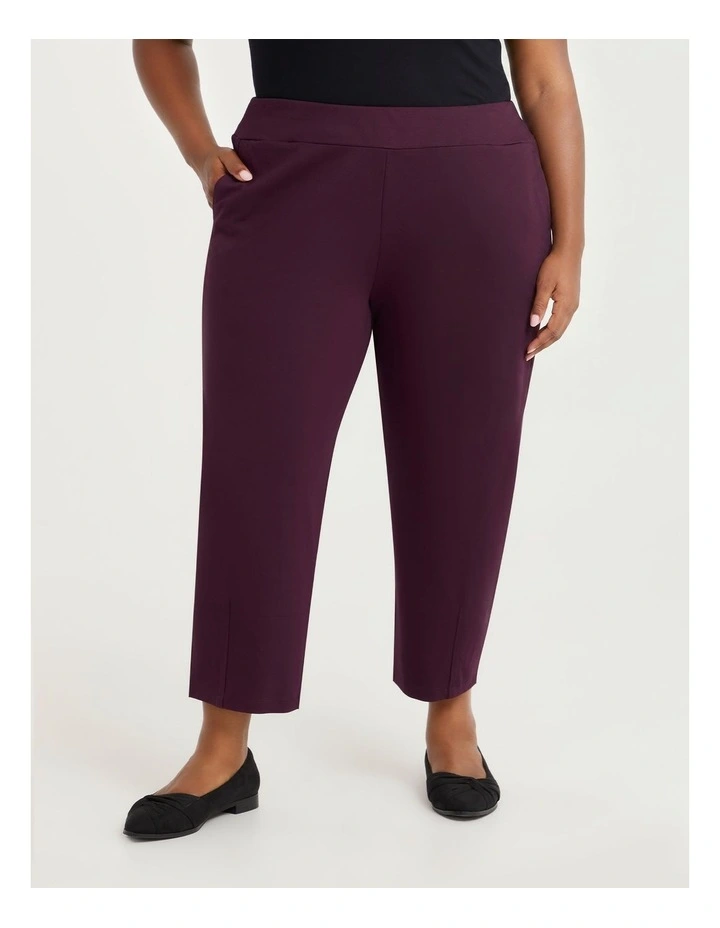 Petite Lantern Bamboo Ponte Pant in Burgundy image 1