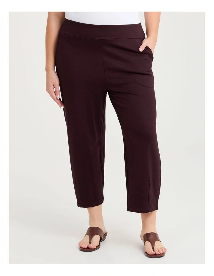 Petite Lantern Bamboo Ponte Pant in Burgundy image 3