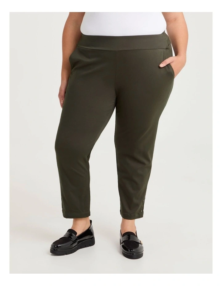 Petite Medina Slim Leg Natural Pant in Dark Ivy image 3