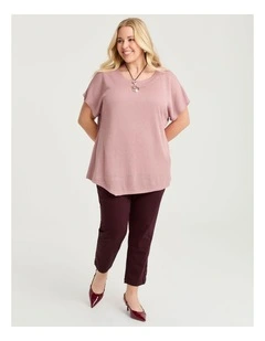 Petite Medina Slim Leg Natural Pant in Burgundy